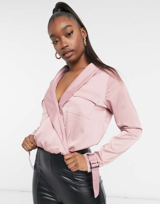 Satin cheap wrap bodysuit