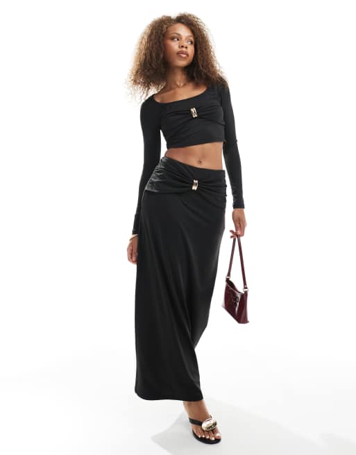 4th Reckless scoop neck gathered gold tone hardware detail long