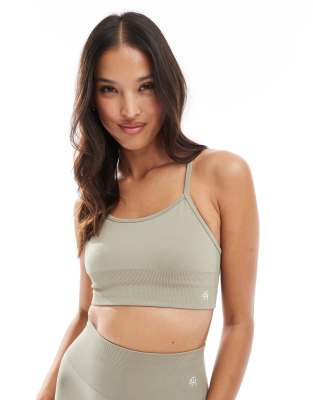 4th & Reckless sculpting active cropped bralet co-ord in pistachio-Green
