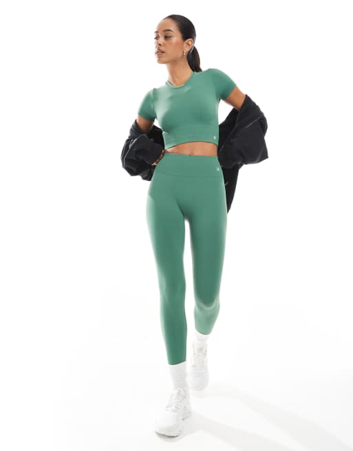 4th & Reckless seamless active high waisted leggings in green (part of a set)