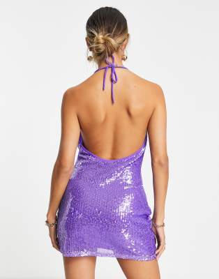 4th & Reckless sequin mini dress in purple | ASOS