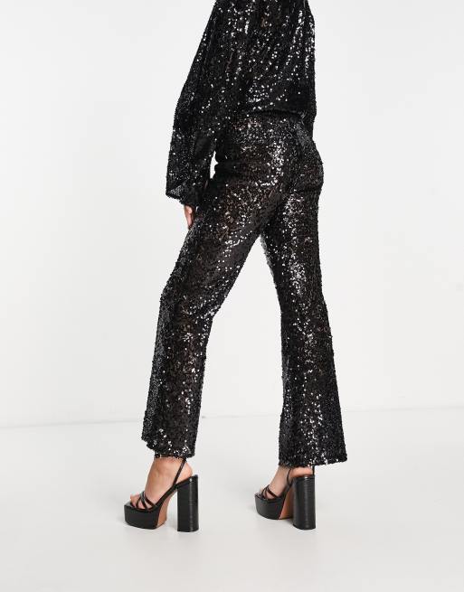 4th & Reckless sequin pants in black (part of a set), 2 of 4
