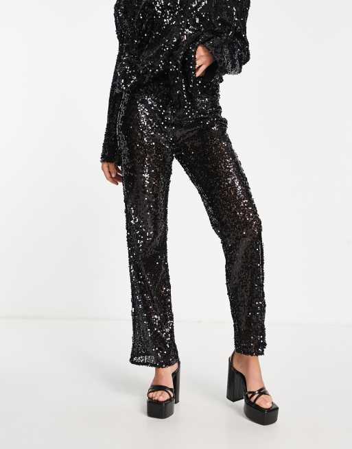 4th & Reckless sequin pants in black (part of a set), 4 of 4
