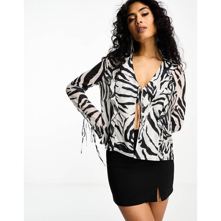 Windsor Wild Side Zebra Print Chainmail Top