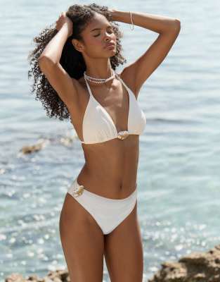 4th & Reckless Shell Hardware Bikini Bottom Co-ord In White