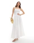 [4th & Reckless] 4th & Reckless shirred cami v waist ruched skirt maxi dress in white 8 WHITE