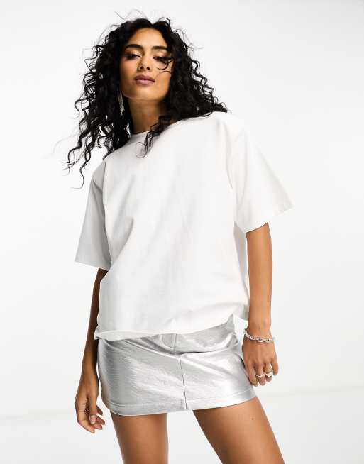 Padded Shoulder T Shirt White