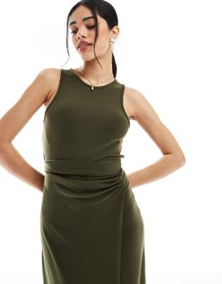 4th & Reckless Sleeveless Drape Tie Side Maxi Dress In Green