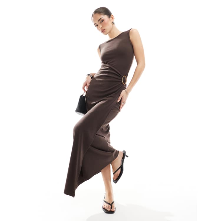 4th & Reckless sleeveless drape wrap ring detail maxi dress