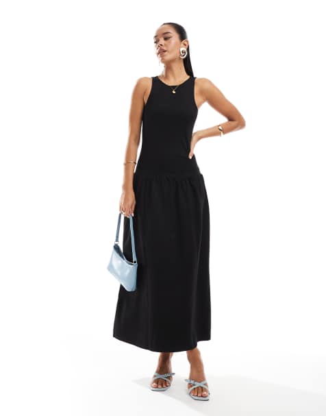 4th & Reckless sleeveless racerneck dropped waist midaxi dress in black - view 1