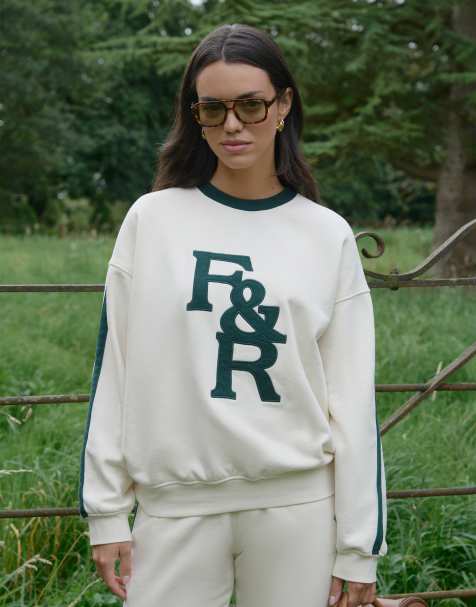 4th & Reckless – Sloane – Grön och krämfärgad sweatshirt med kontraster - view 1