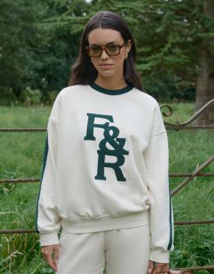 Sloane sweatshirt in green and cream contrast-White