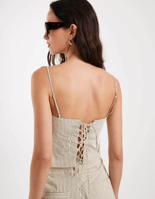4th & Reckless soft feel square neck lace back detail cami top in