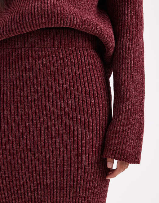 4th & Reckless soft rib knit maxi skirt in burgundy - part of a set, 5 of 5