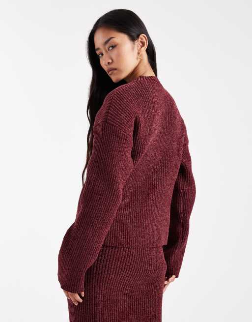 4th & Reckless soft ribbed knit jumper in burgundy (Part of a set), 2 of 4