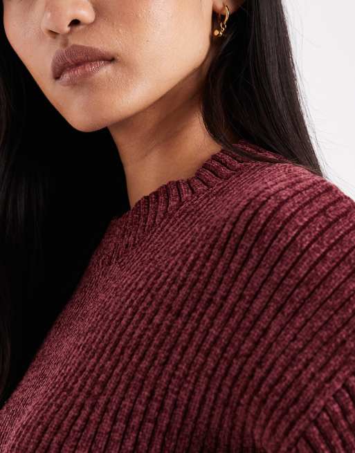 4th & Reckless soft ribbed knit jumper in burgundy (Part of a set), 3 of 4