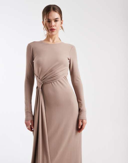 4th & Reckless soft touch twisted front drape detail maxi dress in