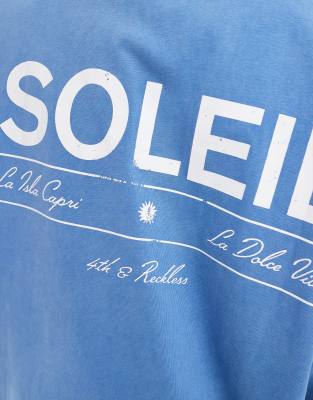 4th & Reckless Soleil Back Print Washed T-shirt In Blue