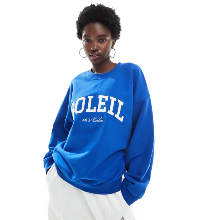 【U LAN】Rio Embroidery Oversized Fit Sweatshirt Daruma Floral Seagull Print Oversized Sweatshirt – EVISU