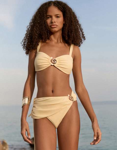 4th & Reckless spiral hardware bikini top co-ord in yellow - view 1