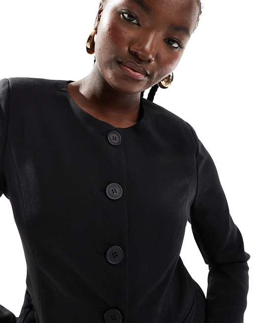 4th & Reckless split front tailored blazer jacket in black 4th & Reckless split front tailored blazer jacket in black
