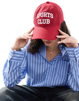 sports club embroidered logo cap in red