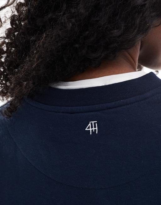 4th & Reckless – Sports Club – Marinblå sweatshirt i oversize med broderad logga, 4 av 4