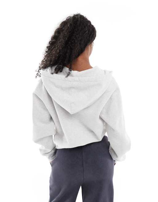 4th & Reckless sports club oversized logo zip through hoodie in grey marl, 4 of 4