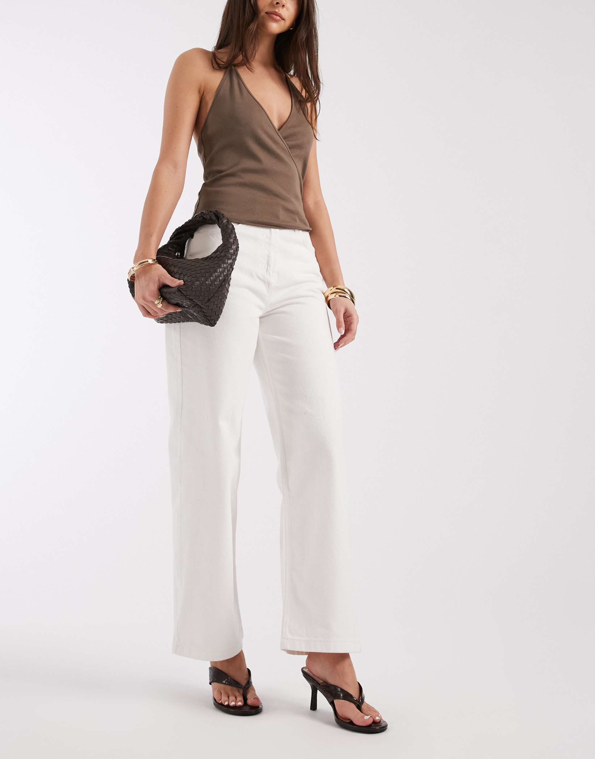 4th & reckless straight leg denim jeans in cream