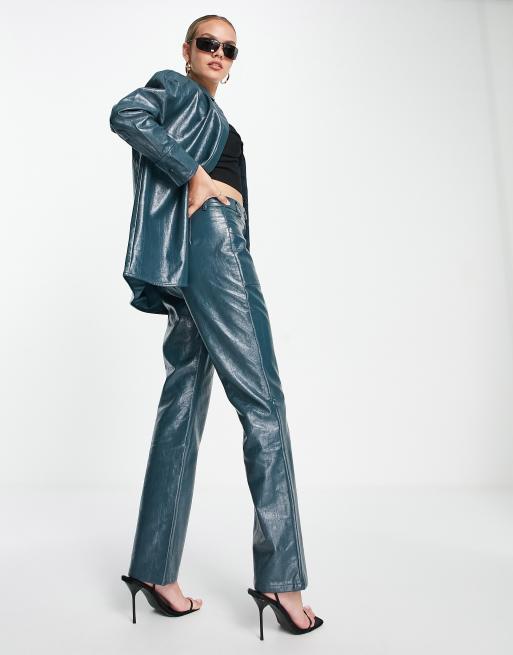 Teal on sale leather pants