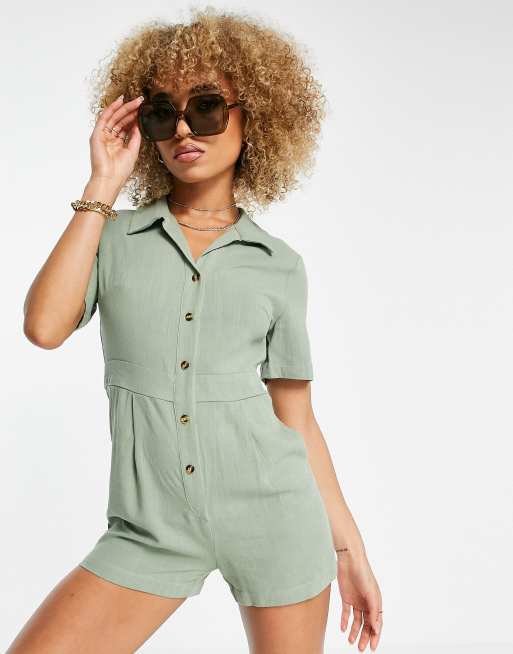 4th & Reckless – Strand-Playsuit in Salbeigrün