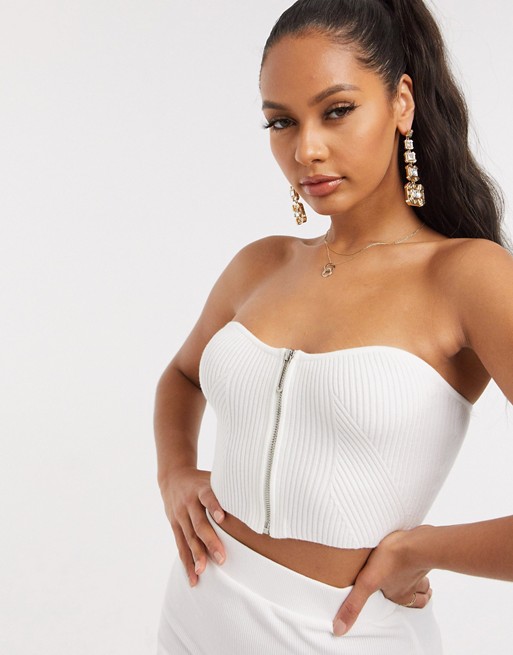 4th & Reckless strapless corset top in white