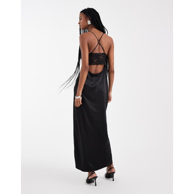 black strappy detail backless cami dress Cora Backless Maxi Dress