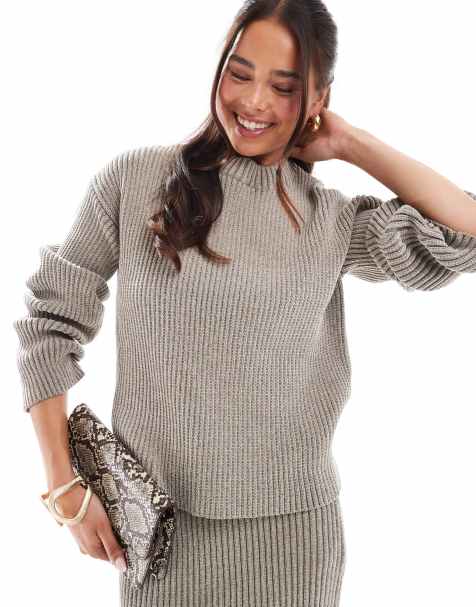 4th & Reckless – Strickpullover aus weichem Rippstrick in Taupe, Kombiteil - view 1