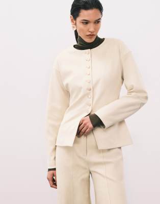 4th & Reckless Structured Gold Button Blazer Co-ord In Neutral