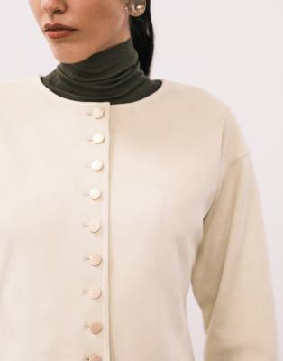 4th & Reckless Structured Gold Button Blazer Co-ord In Neutral