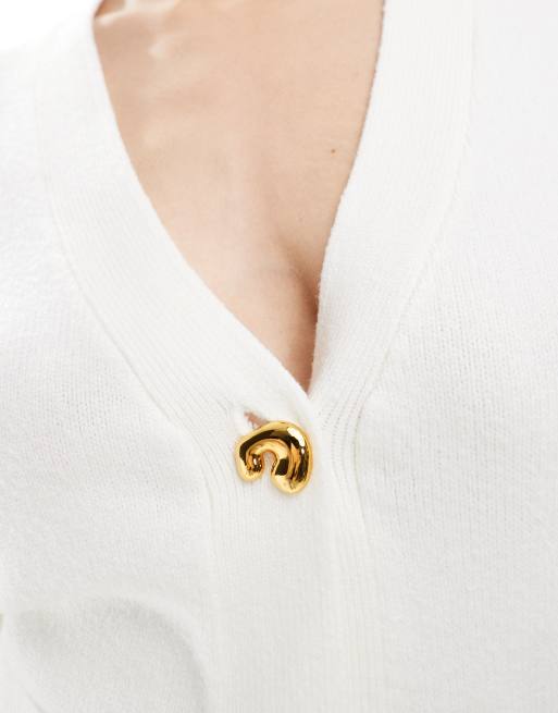 L'Appartement GOLD BUTTON V/N CARDIGAN Golden Button Plain