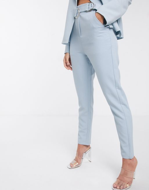 4th Reckless Suit Pants With Side Buckle In Pale Blue