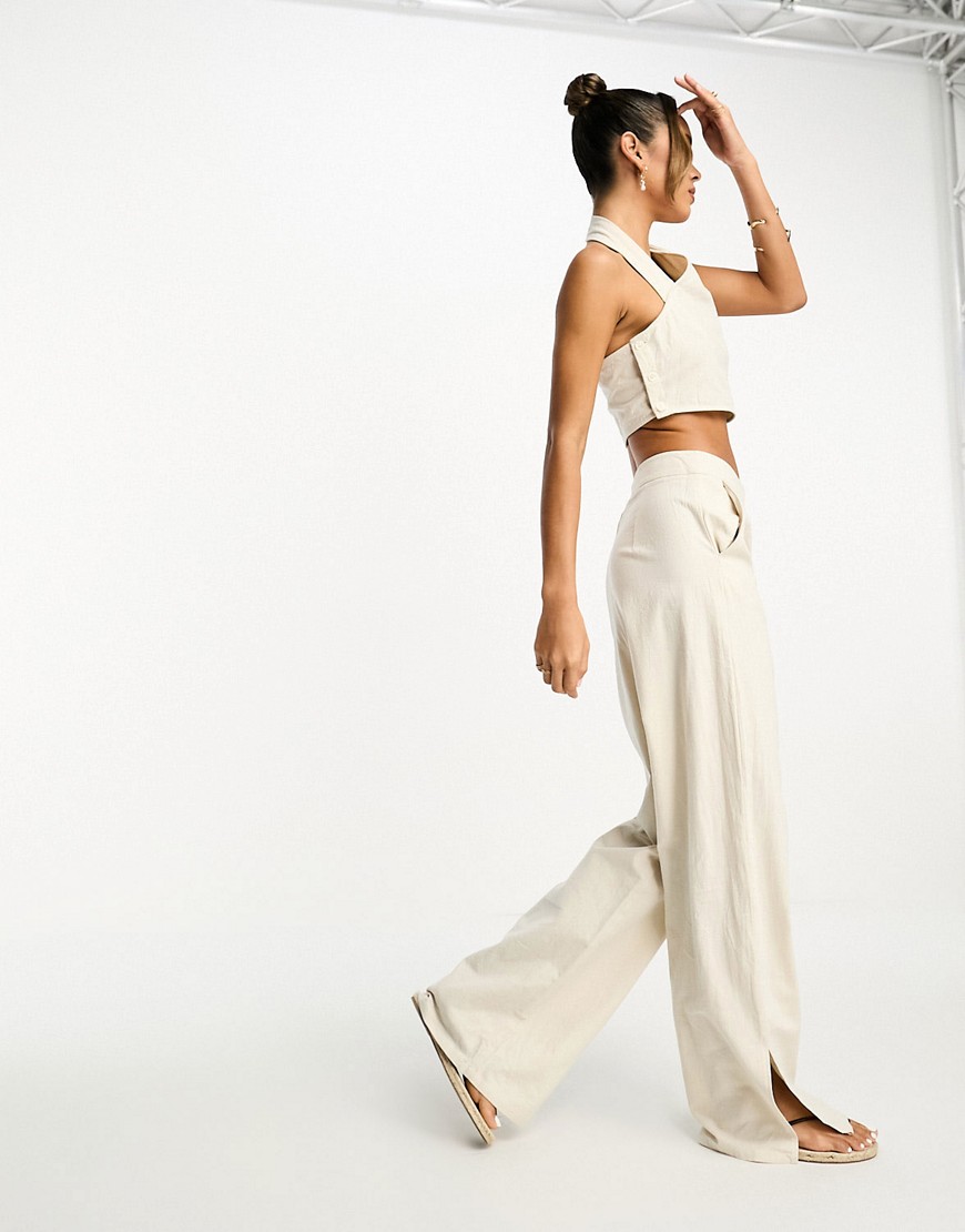 4th & Reckless suzanne trouser co-ord in beige-Neutral
