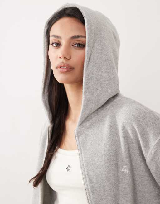 4th & Reckless - Sweat à capuche zippé d'ensemble en coton éponge mélangé - Gris chiné, 4 de 4