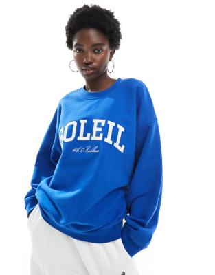 Sweat à logo et broderie Soleil - Bleu de cobalt XS