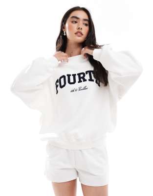 4th & Reckless - Sweat en coton bouclé avec logo - Blanc