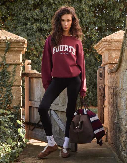 4th & Reckless - Sweat oversize à logo brodé - Bordeaux, 4 de 4