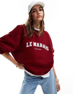 4th & Reckless - Sweatshirt in Rot mit Le-Marais-Logo aus Bouclé-Bunt