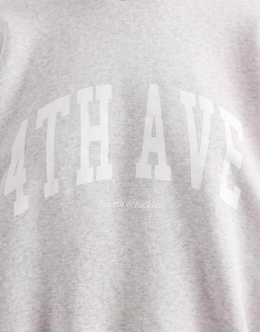 4th & Reckless - Sweatshirt met logo op de voorkant in grijs, 7 van 8