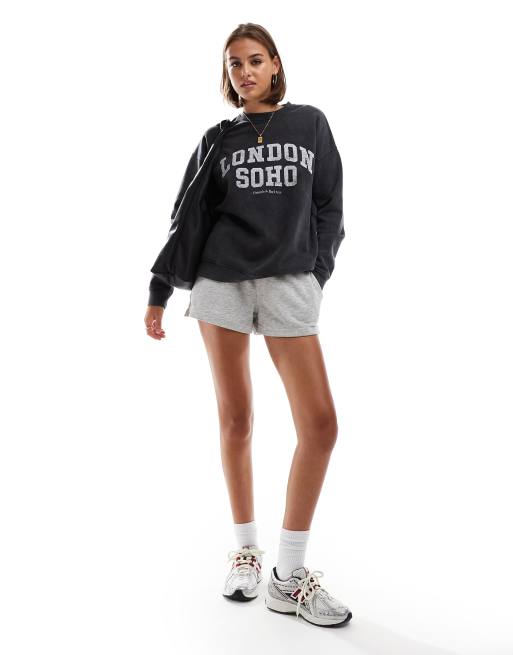 4th & Reckless - Sweatshirt met London Soho-borduursel in acid wash