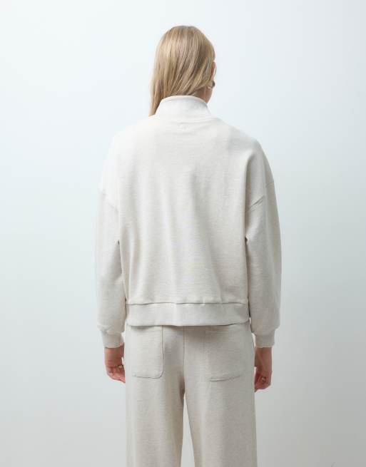 4th & Reckless sweatshirt-sæt i bomuldsfleece med ribbet halsudskæring i oat, 4 af 4