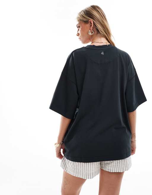 4th & Reckless - T-shirt met luipaardprint en acid-wash in zwart, 4 van 4