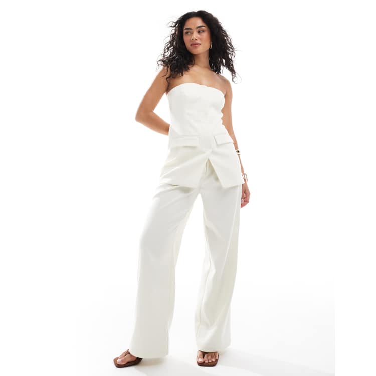 4th & Reckless tailored bandeau split front top and wide leg