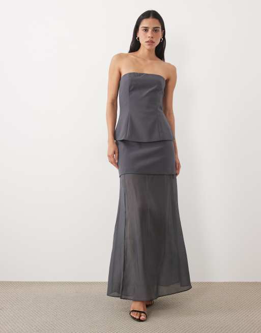 4th & Reckless tailored bandeau top in gray - part of a set, 2 of 4